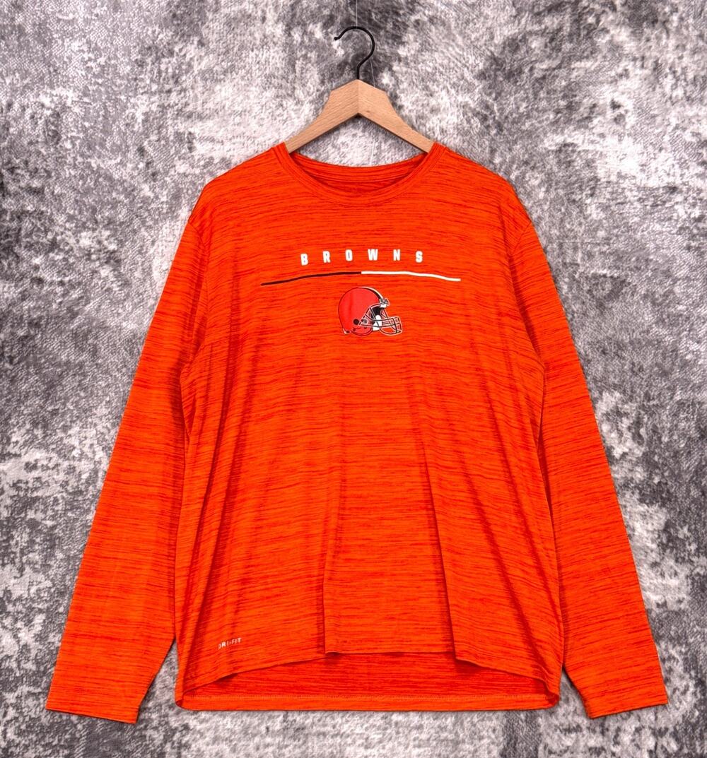 Nike Shirt XL Mens Cleveland Browns Orange Official On Field Long Sleeve
